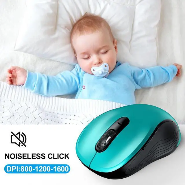Alt view image 3 of 7 - 2.4G Wireless Mouse for Laptop, Ergonomic Computer Mouse with USB Receiver and Type-C Adapter, 3 Adjustable Levels, 6 Button Cordless Wireless Mice for Windows Mac PC Notebook (Green)