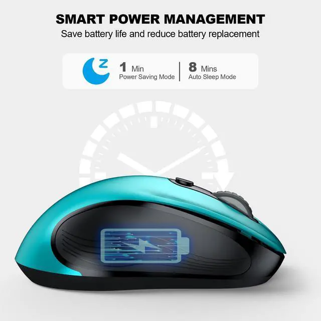 Alt view image 4 of 7 - 2.4G Wireless Mouse for Laptop, Ergonomic Computer Mouse with USB Receiver and Type-C Adapter, 3 Adjustable Levels, 6 Button Cordless Wireless Mice for Windows Mac PC Notebook (Green)