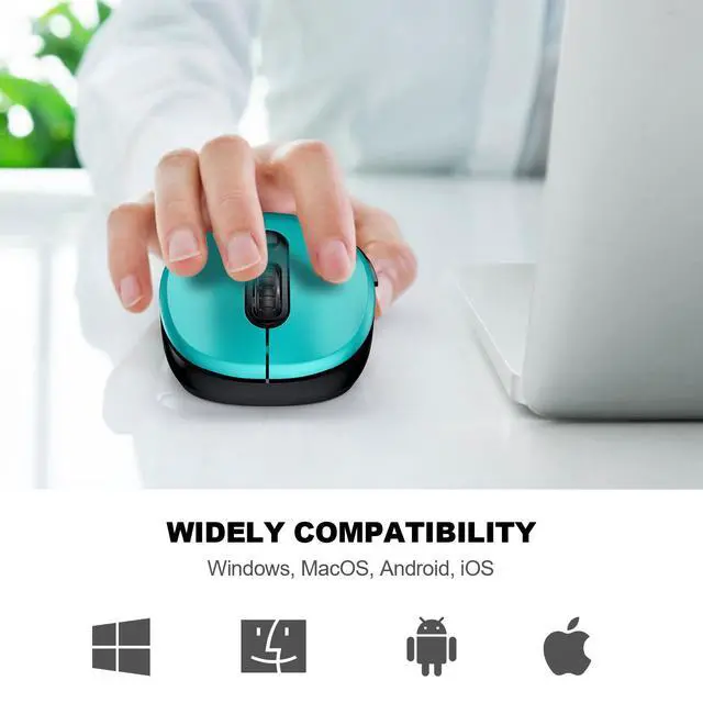 Alt view image 6 of 7 - 2.4G Wireless Mouse for Laptop, Ergonomic Computer Mouse with USB Receiver and Type-C Adapter, 3 Adjustable Levels, 6 Button Cordless Wireless Mice for Windows Mac PC Notebook (Green)