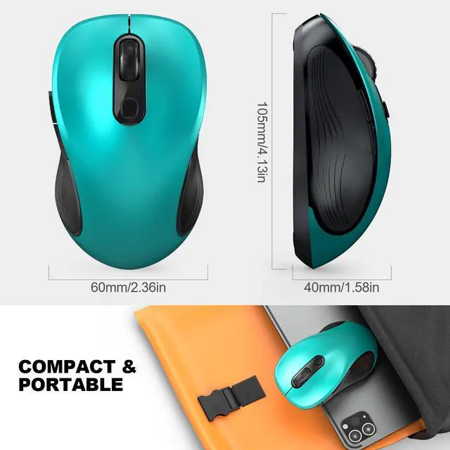 Alt view image 7 of 7 - 2.4G Wireless Mouse for Laptop, Ergonomic Computer Mouse with USB Receiver and Type-C Adapter, 3 Adjustable Levels, 6 Button Cordless Wireless Mice for Windows Mac PC Notebook (Green)