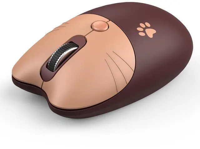 Main image of Cute Cat Wireless Mouse, 2.4GHz Wireless Silent Mouse, USB Receiver Plug and Play, 3 Adjustable DPI, Compatible with Notebook, PC, Laptop, Computer- Coffee Colorful