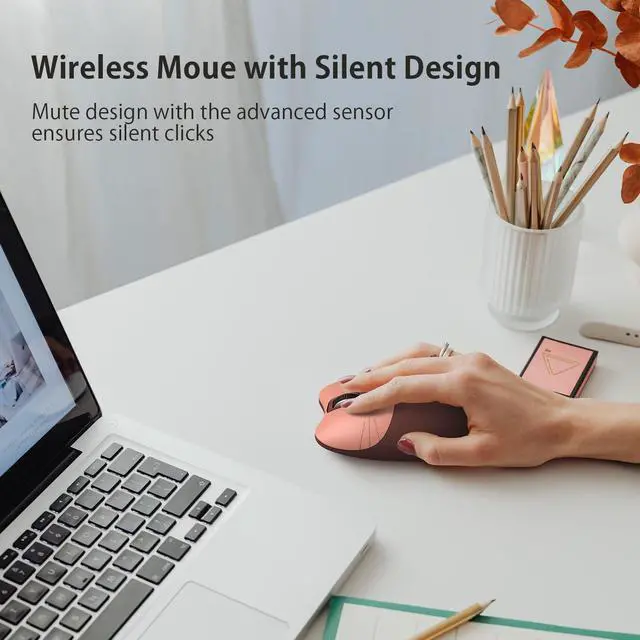 Alt view image 6 of 7 - Cute Cat Wireless Mouse, 2.4GHz Wireless Silent Mouse, USB Receiver Plug and Play, 3 Adjustable DPI, Compatible with Notebook, PC, Laptop, Computer- Coffee Colorful