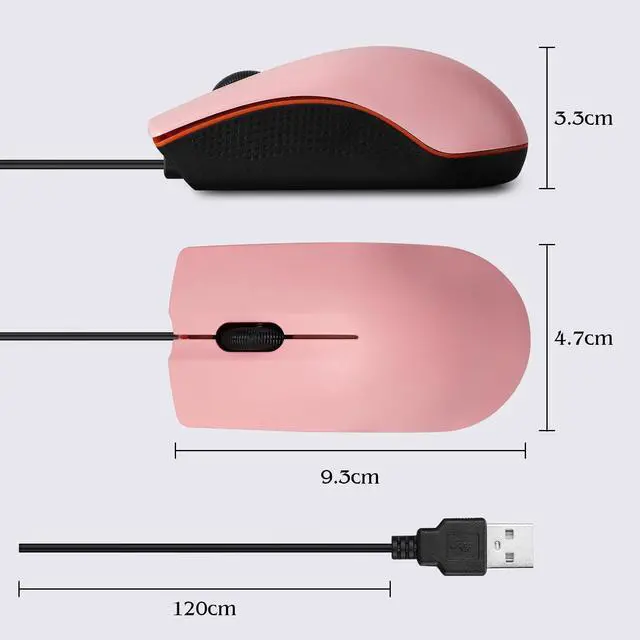 Alt view image 2 of 7 - Wired mini Mouse, USB Wired Computer Mice for Right or Left Hand, Ergonomic Computer Mouse with Durable Clicks for PC, Computer, Laptop, Desktop, Chromebook, Notebook, Mac (Pink)