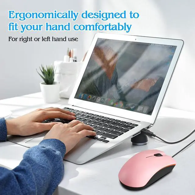 Alt view image 5 of 7 - Wired mini Mouse, USB Wired Computer Mice for Right or Left Hand, Ergonomic Computer Mouse with Durable Clicks for PC, Computer, Laptop, Desktop, Chromebook, Notebook, Mac (Pink)