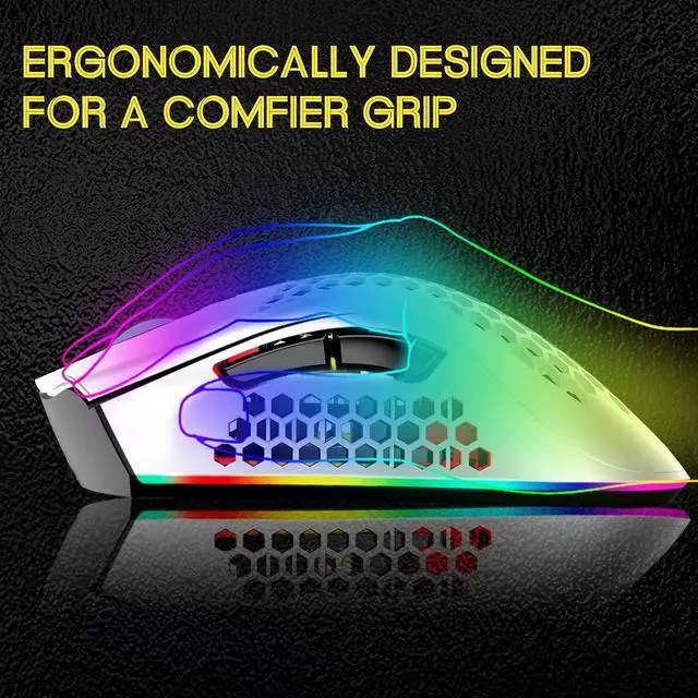 Alt view image 3 of 7 - Wireless Gaming Mouse, Silent Click Wireless Rechargeable Mouse with Colorful LED Lights and 3 Level DPI 400mah Lithium Battery for Laptop and Computer (C23 White)