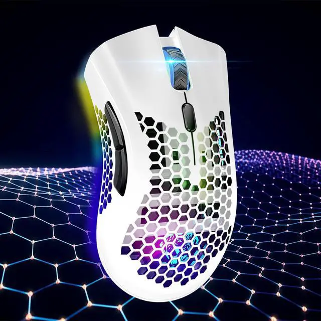 Alt view image 6 of 7 - Wireless Gaming Mouse, Silent Click Wireless Rechargeable Mouse with Colorful LED Lights and 3 Level DPI 400mah Lithium Battery for Laptop and Computer (C23 White)