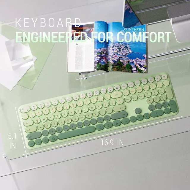 Alt view image 5 of 6 - Wireless Keyboard and Mouse Combo, 110-Key Full Size (Gradient Cyan)