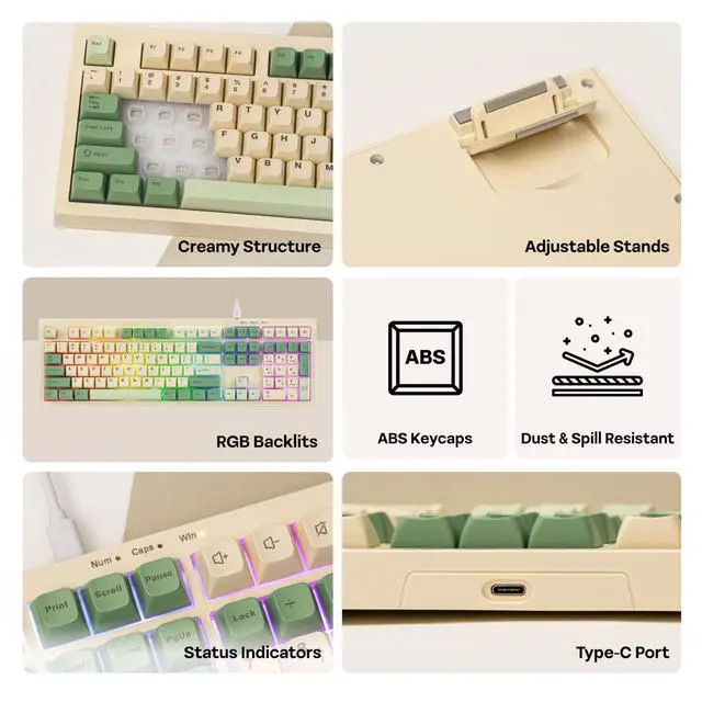 Alt view image 3 of 7 - Aula S102 Membrane Gaming Keyboard w/Number Pad, 100% Full Size