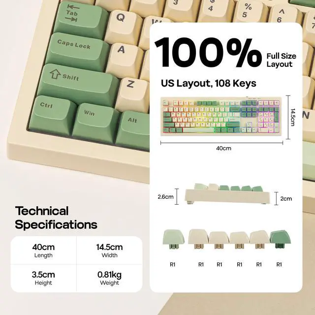Alt view image 5 of 7 - Aula S102 Membrane Gaming Keyboard w/Number Pad, 100% Full Size
