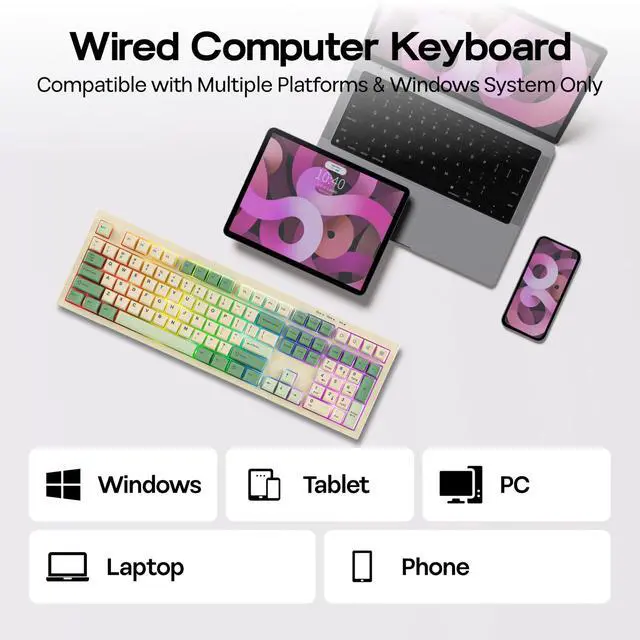 Alt view image 7 of 7 - Aula S102 Membrane Gaming Keyboard w/Number Pad, 100% Full Size