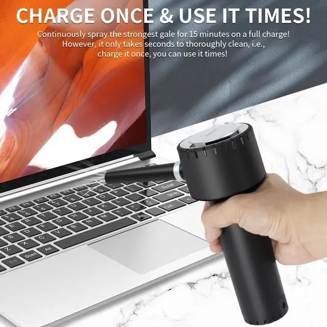 Alt view image 5 of 7 - Electric Air Duster, Compressed Air Duster, Portable 45000 RPM Cordless Dust Blower, 6000mAh Battery Air Can Duster, Powerful Computer Keyboard Cleaning Air Spray