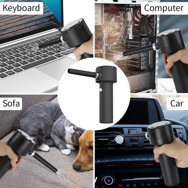 Alt view image 6 of 7 - Electric Air Duster, Compressed Air Duster, Portable 45000 RPM Cordless Dust Blower, 6000mAh Battery Air Can Duster, Powerful Computer Keyboard Cleaning Air Spray
