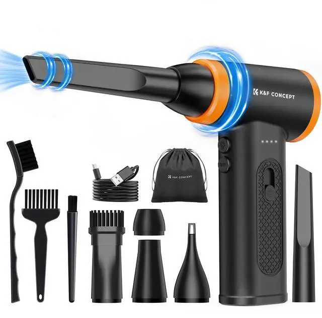 Main image of Compressed Air Duster,120000 RPM,Brushless Motor,Multiple Tools | 5000mAH,Low Gear for 150 Minutes,High Gear for 11 Minutes,Mini-Portable,LED Light,for Deep Computer Clean,Keyboard,Car,Home