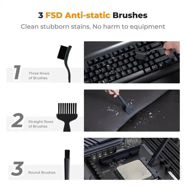 Alt view image 7 of 7 - Compressed Air Duster,120000 RPM,Brushless Motor,Multiple Tools | 5000mAH,Low Gear for 150 Minutes,High Gear for 11 Minutes,Mini-Portable,LED Light,for Deep Computer Clean,Keyboard,Car,Home