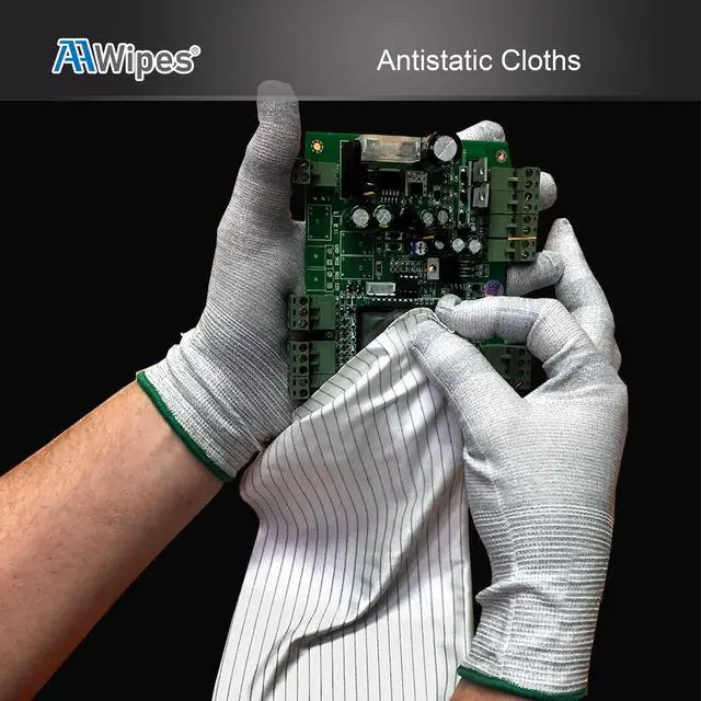 Alt view image 3 of 7 - ESD-Safe Wipes (9"x9", 100 pcs) - Lint-Free Cleanroom Cloth Wipers, Polyester-Carbon Blend (CE16009)