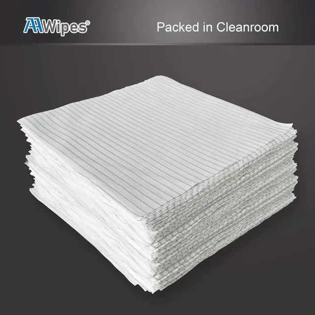 Alt view image 6 of 7 - ESD-Safe Wipes (9"x9", 100 pcs) - Lint-Free Cleanroom Cloth Wipers, Polyester-Carbon Blend (CE16009)