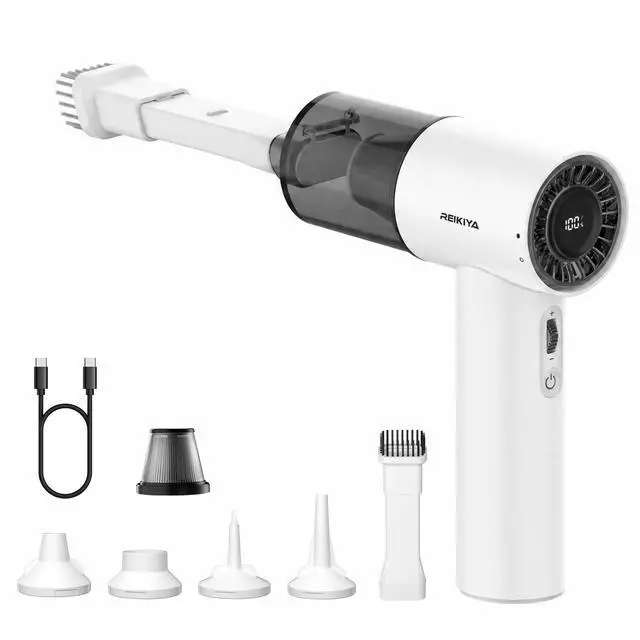 Main image of Computer Keyboard Cleaner Portable Vacuum and Compressed Air Duster White | 18000Pa super power, cordless cleaner for tight spaces, with LED light, 150000rpm adjustable blower, 2600*3 mAh rechargeable