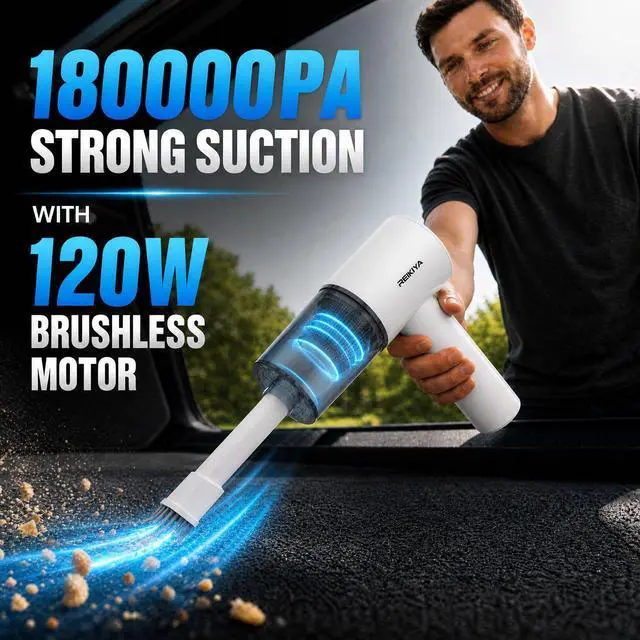 Alt view image 4 of 7 - Computer Keyboard Cleaner Portable Vacuum and Compressed Air Duster White | 18000Pa super power, cordless cleaner for tight spaces, with LED light, 150000rpm adjustable blower, 2600*3 mAh rechargeable