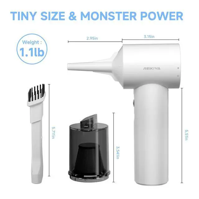 Alt view image 5 of 7 - Computer Keyboard Cleaner Portable Vacuum and Compressed Air Duster White | 18000Pa super power, cordless cleaner for tight spaces, with LED light, 150000rpm adjustable blower, 2600*3 mAh rechargeable