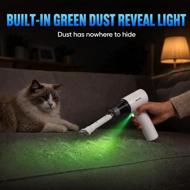 Alt view image 7 of 7 - Computer Keyboard Cleaner Portable Vacuum and Compressed Air Duster White | 18000Pa super power, cordless cleaner for tight spaces, with LED light, 150000rpm adjustable blower, 2600*3 mAh rechargeable