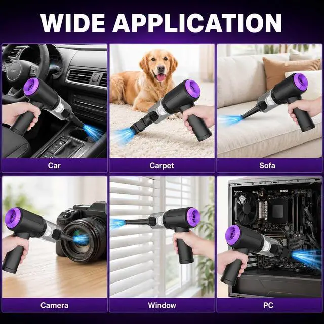 Alt view image 5 of 7 - 14.5KPA Computer Keyboard Vacuum Cleaner & 110000RPM Electric Air Duster 3-in-1, Replaces Canned Air, for PC Tower & Car Laptop Sewing Machine Portable Keyboard Vac USB Desk Crumbs Dust Cleaners