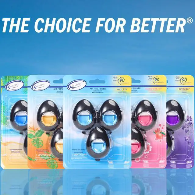 Alt view image 6 of 6 - Car Air Freshener Vent Clip 3 Ct, New Car Scent | Long-Lasting Car Odor Eliminator, Easy Clip-On, Freshness for Cars, Trucks, and SUVs