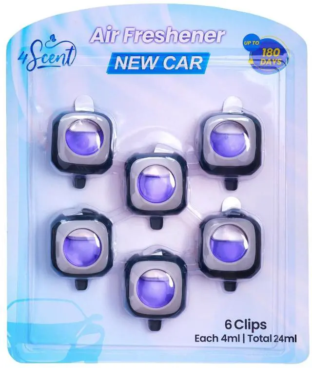 Main image of Car Air Freshener Vent Clips, New Car Scent, 6 Pack, Long Lasting, Made with Essential Oils, Adjustable Intensity, Helps Manage Everyday Odors, Up to 30 Days per Clip & 180 Days per Pack