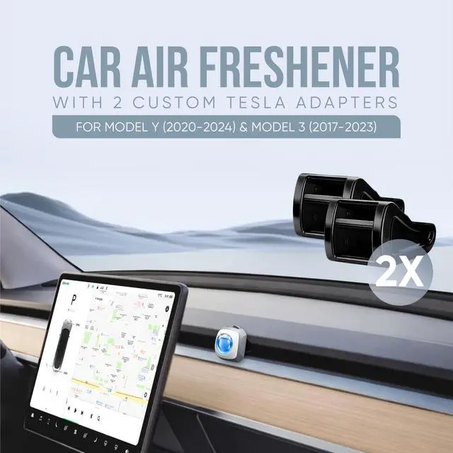 Alt view image 2 of 6 - Car Air Freshener Vent Clip 6 Ct with 2 Tesla Adapter | New Car Scent Compatible with Tesla Model Y 2020-2024, Model 3 2017-2023, Silicon Adapter Secure Fit, Long Lasting