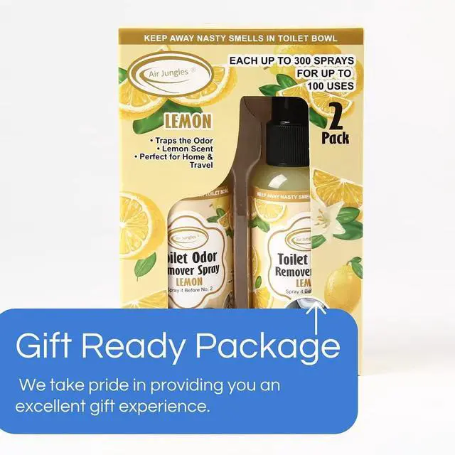 Alt view image 7 of 7 - Toilet Poop Spray 2 Fl Oz (2 Pack), Lemon Scent Odor Eliminator | Spray Before No. 2 To Trap Bathroom Odors, 100 Uses Per Bottle, Portable Size For Travel, Home, Office & School