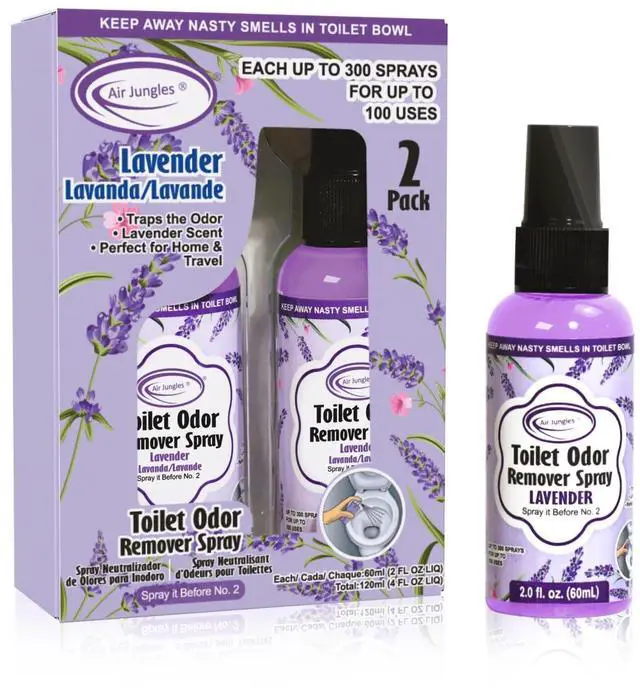 Main image of Toilet Poop Spray 2 Oz (2 Pack), Lavender Scent Odor Eliminator | Spray Before No. 2 To Trap Bathroom Odors, 100 Uses Per Bottle, Portable Size For Travel, Home, Office & School