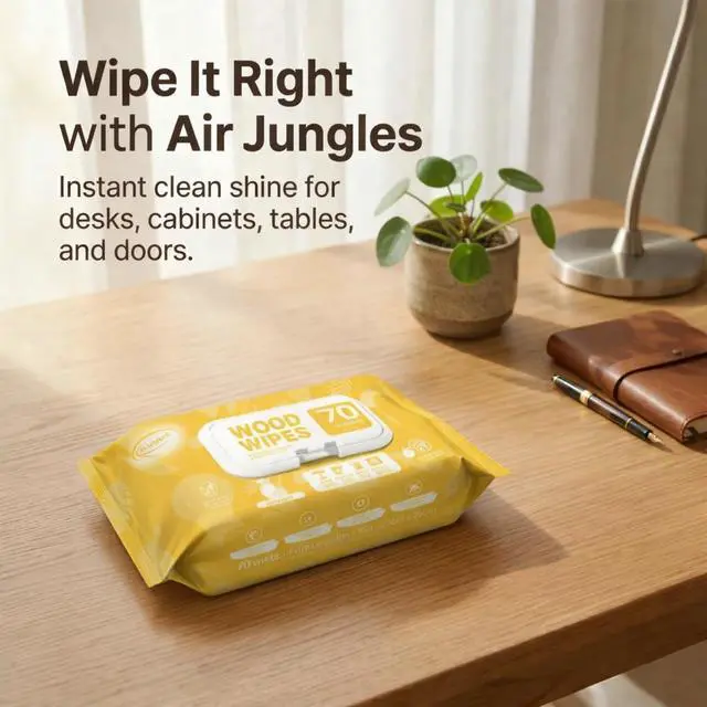 Alt view image 7 of 7 - Wood Furniture Cleaner Wipes 70 Count (2 Packs), XL 8x10 Inch | Clean, Protect, Polish Wood Tables, Chairs, Cabinets, Desks, With Vitamin E Gentle For Skin, Lemon Scent