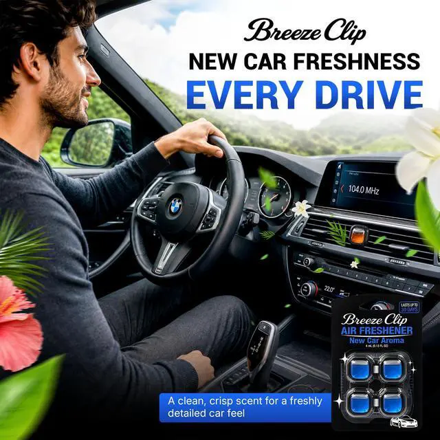 Alt view image 4 of 7 - New Car Air Freshener Vent Clip 4 Pack, Odor-Fighting Long-Lasting Scent | Car Vent Air Freshener with Adjustable Dial New Car Air Scent Automotive Air Fresheners for Men New Car Smell