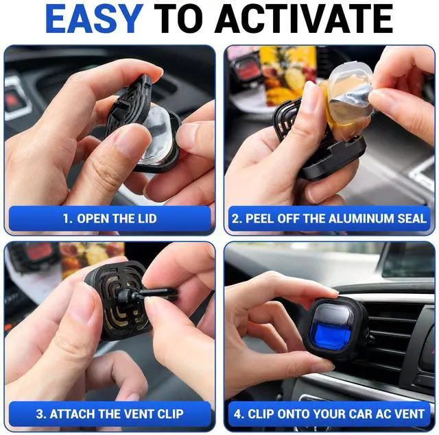 Alt view image 7 of 7 - New Car Air Freshener Vent Clip 4 Pack, Odor-Fighting Long-Lasting Scent | Car Vent Air Freshener with Adjustable Dial New Car Air Scent Automotive Air Fresheners for Men New Car Smell