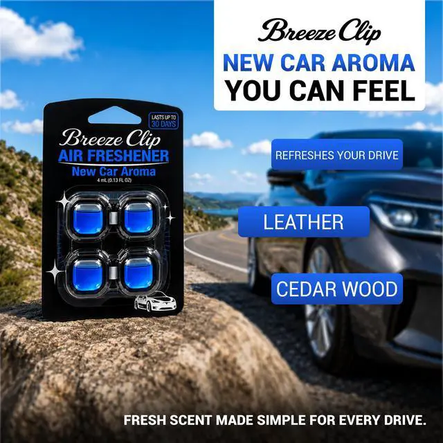 Alt view image 6 of 7 - New Car Air Freshener Vent Clip 4 Pack, Odor-Fighting Long-Lasting Scent | Car Vent Air Freshener with Adjustable Dial New Car Air Scent Automotive Air Fresheners for Men New Car Smell