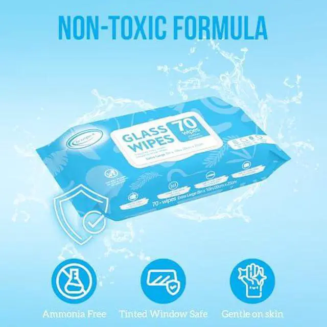 Alt view image 3 of 5 - Bundle Glass Cleaner Wipes for Auto Window Mirror 70 Count, and Wood Cleaner Wipes 70 Count