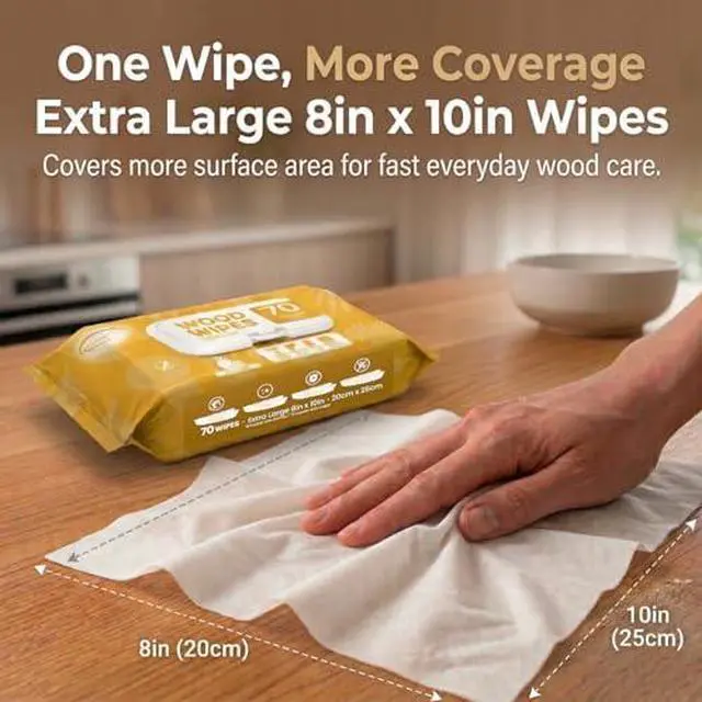 Alt view image 5 of 5 - Bundle Glass Cleaner Wipes for Auto Window Mirror 70 Count, and Wood Cleaner Wipes 70 Count