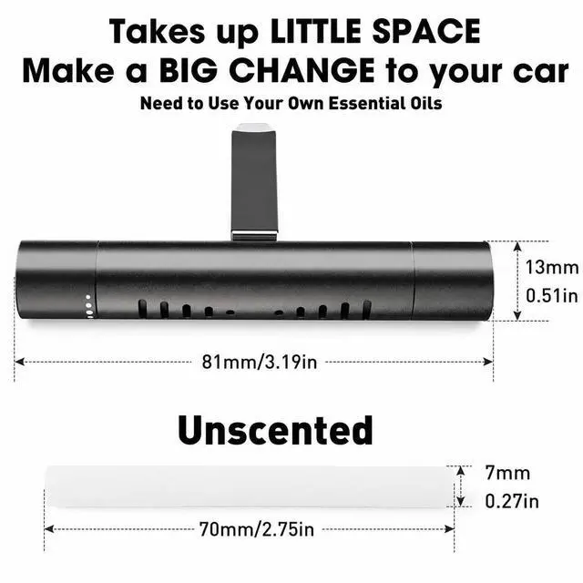 Alt view image 2 of 7 - 2 Pack Custom Car Air Freshener Diffuser Vent Clips with 12 Refill Sticks | Refillable Car Air Freshener Vent Clips, office, bathroom and other small spaces; Fragrance-free,no essential oils.