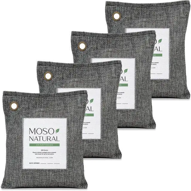Main image of Air Purifying Bag 200g (4 Pack) Premium Charcoal Odor Absorber, Car Odor Eliminator & Closet Deodorizer for Home & Pet, Lasts 2 Years, Unscented Bamboo Charcoal Bags, HGTV Editors' Pick