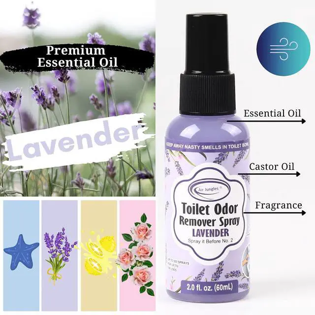 Alt view image 3 of 7 - Toilet Odor Eliminator Spray Lavender Scent, and Flushable Wet Wipes 6 Packs