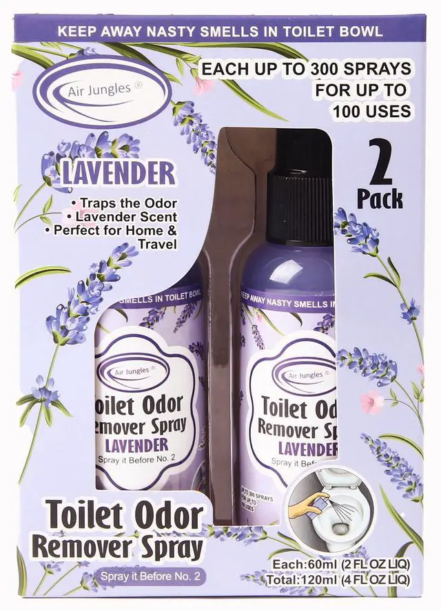 Alt view image 2 of 7 - Toilet Odor Eliminator Spray Lavender Scent, and Flushable Wet Wipes 6 Packs