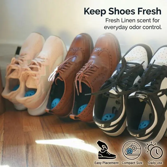 Alt view image 3 of 7 - Shoe Deodorizer Balls 6 Ct, Fresh Linen Scent | Up to 180 Days, Strong Odor Eliminator for Sneaker, Gym Bag, Locker and Drawer, with Adhesive and Hook for Multiple Use