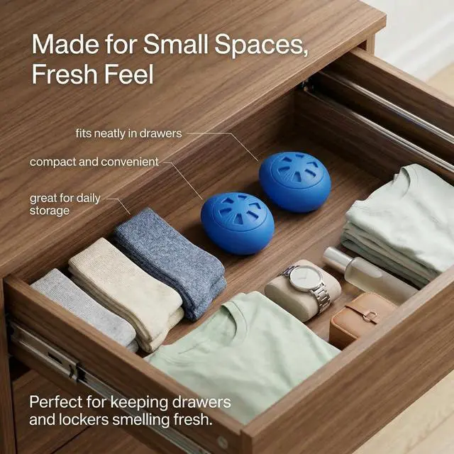 Alt view image 5 of 7 - Shoe Deodorizer Balls 6 Ct, Fresh Linen Scent | Up to 180 Days, Strong Odor Eliminator for Sneaker, Gym Bag, Locker and Drawer, with Adhesive and Hook for Multiple Use