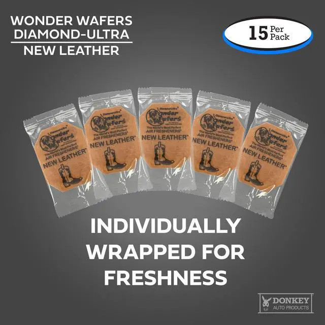 Alt view image 5 of 7 - Wonder Wafers - Diamond-Ultra Scented Car Air Fresheners - Individually Wrapped (15 Per Pack) (New Leather)