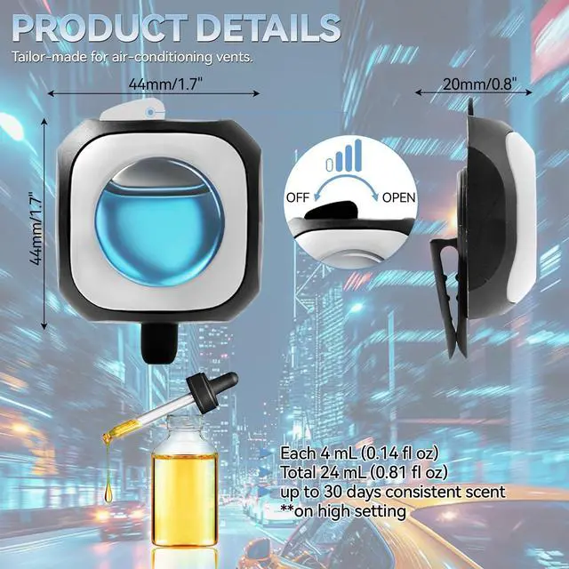 Alt view image 2 of 6 - Car Air Freshener Vent Clip 6 Pack 4ml Each Up to 180 Days Long Lasting Scent Odor Eliminator for Women Men(New Car)