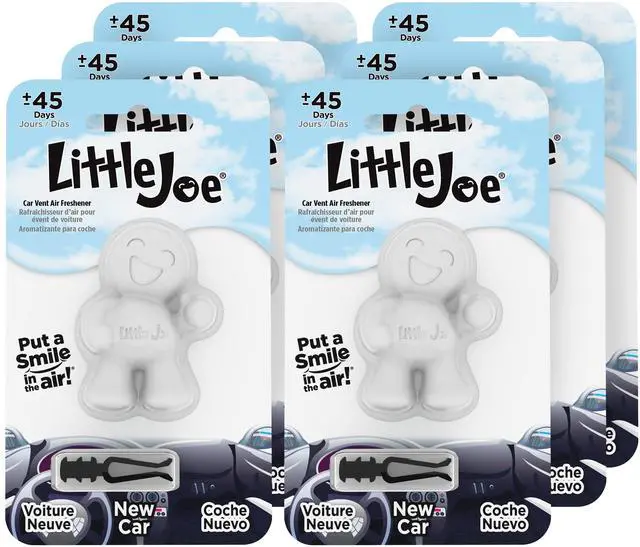 Main image of Little Joe 96401-6PK New Car Scent Car Air Freshener Vent Clip, Fights Odors for up to 45 Days, Long-Lasting Freshness, Cute Car Odor Eliminator, Pack of 6