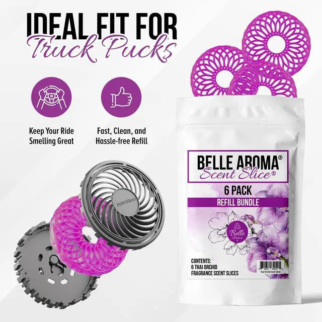 Alt view image 4 of 7 - Scent Slices Air Freshener Refills for Vent Clip Slides, Truck Pucks & Essential Breeze Max, Exotic Floral Orchid Aroma for Cars, Home & Office Thai Orchid, 6 Pack