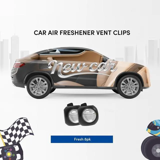 Alt view image 4 of 6 - Car Air Freshener Vent Clips, 8 Pack, Provides Long-Lasting Scent, Up to 240 Days, Odor Eliminator (New Car Scent)