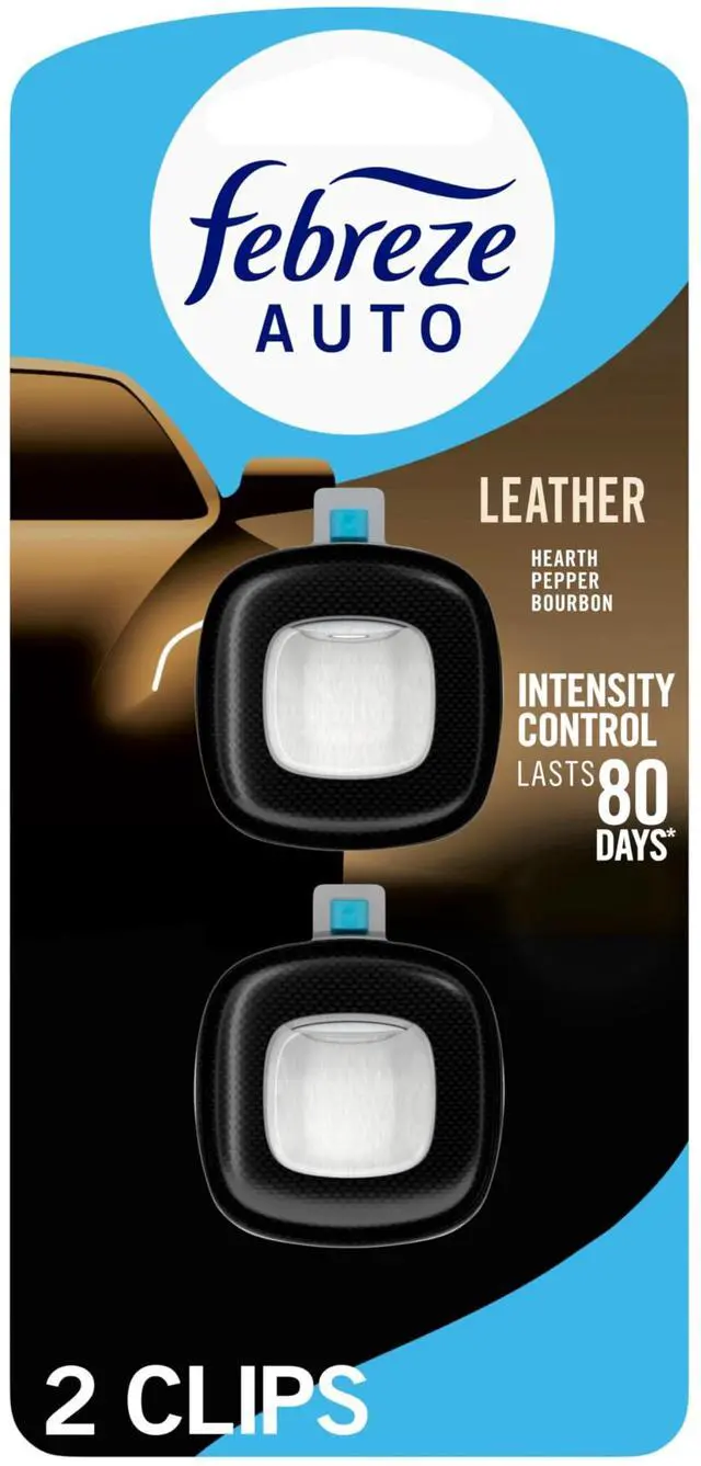 Main image of AUTO Air Freshener, Odor-Fighting Automotive Vent Clip, Scented Car Accessories, Long Lasting for Strong Odors, Leather, 2 Count