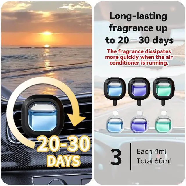 Alt view image 3 of 7 - Car Air Freshener Vent Clips, 3 Vent Clips &12 Refills, | New Car, Lavender, Sea Breeze Scent, Auto Fresheners for Men Women, Automotive Air Fresheners for Car Odor Eliminator