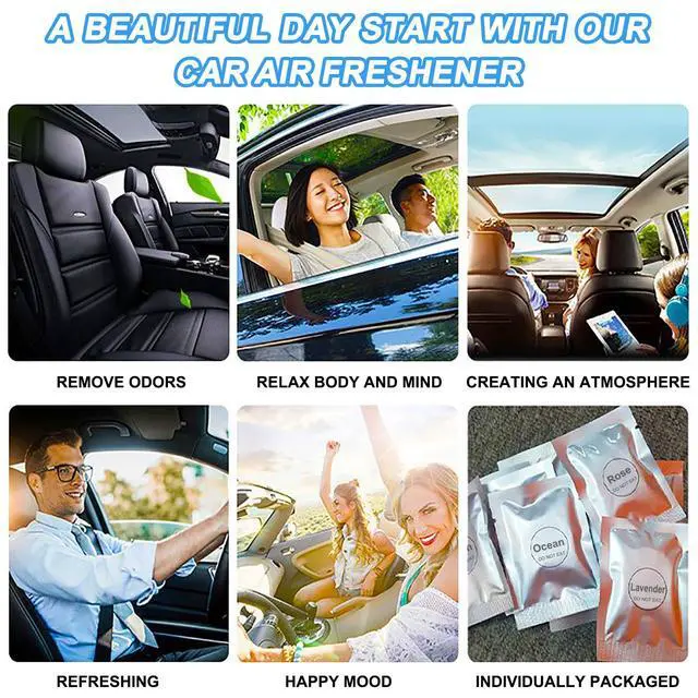Alt view image 2 of 7 - 24 Pack Car Air Freshener Refills, Car Air Vent Clip Freshener Replacement Pads, Solid Fragrance Scent Refill Tablets (Lavender/Rose/Cinnamon/Lemon/Cologne/Jasmine/Ocean/Peach)